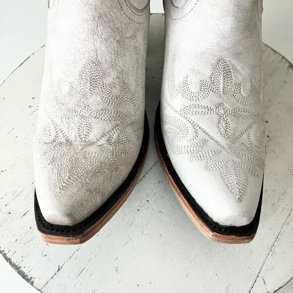 Lane LEXINGTON Women Cowboy Boots 8 White Leather Western Cowgirl Mid Calf Tall - Picture 6 of 11